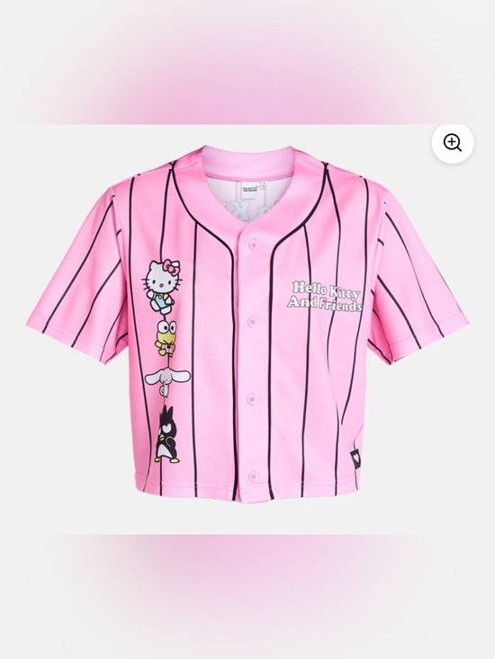 Sanrio Tops - Hello Kitty Pink Stripe Cropped Baseball Tee